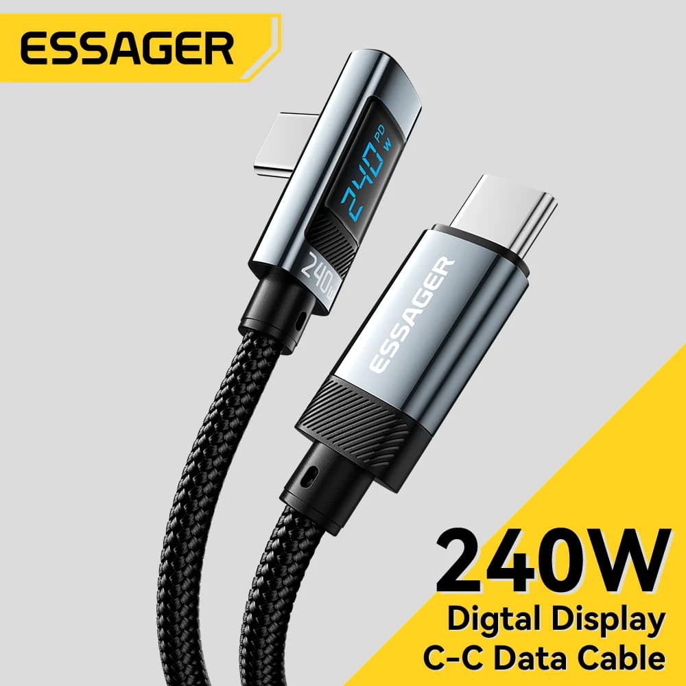 240W USB-C til USB-C-kabel med 90 graders vinkel