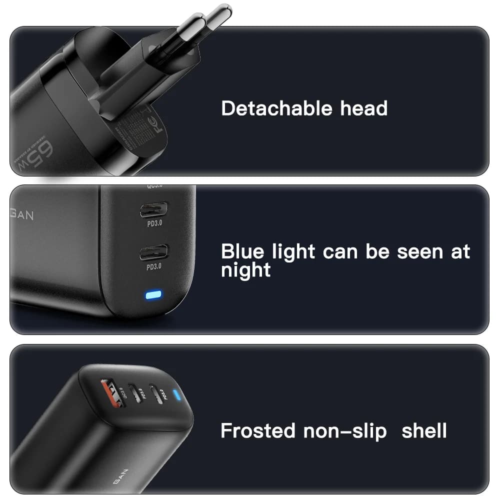 65W GaN USB-C Laderegulator for Laptop, PPS