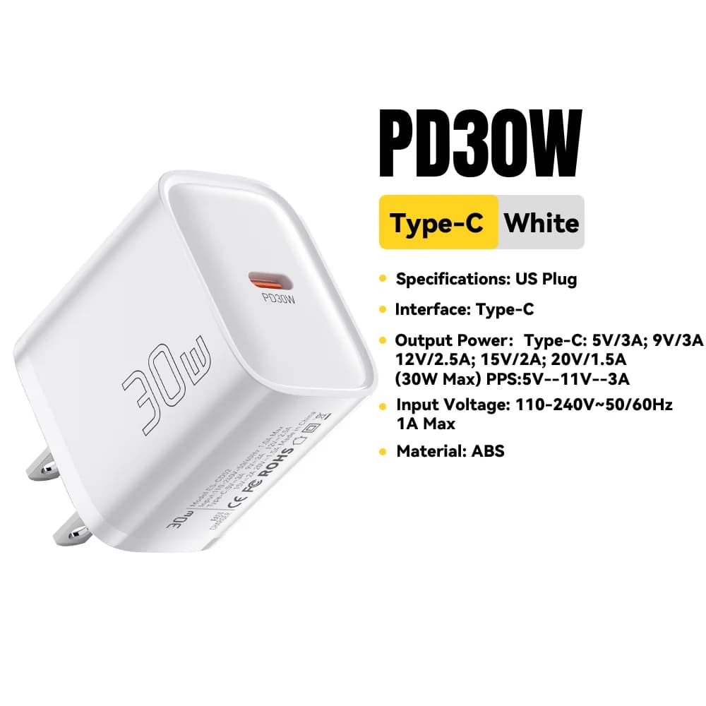 30W Mini USB-C PD hurtiglader
