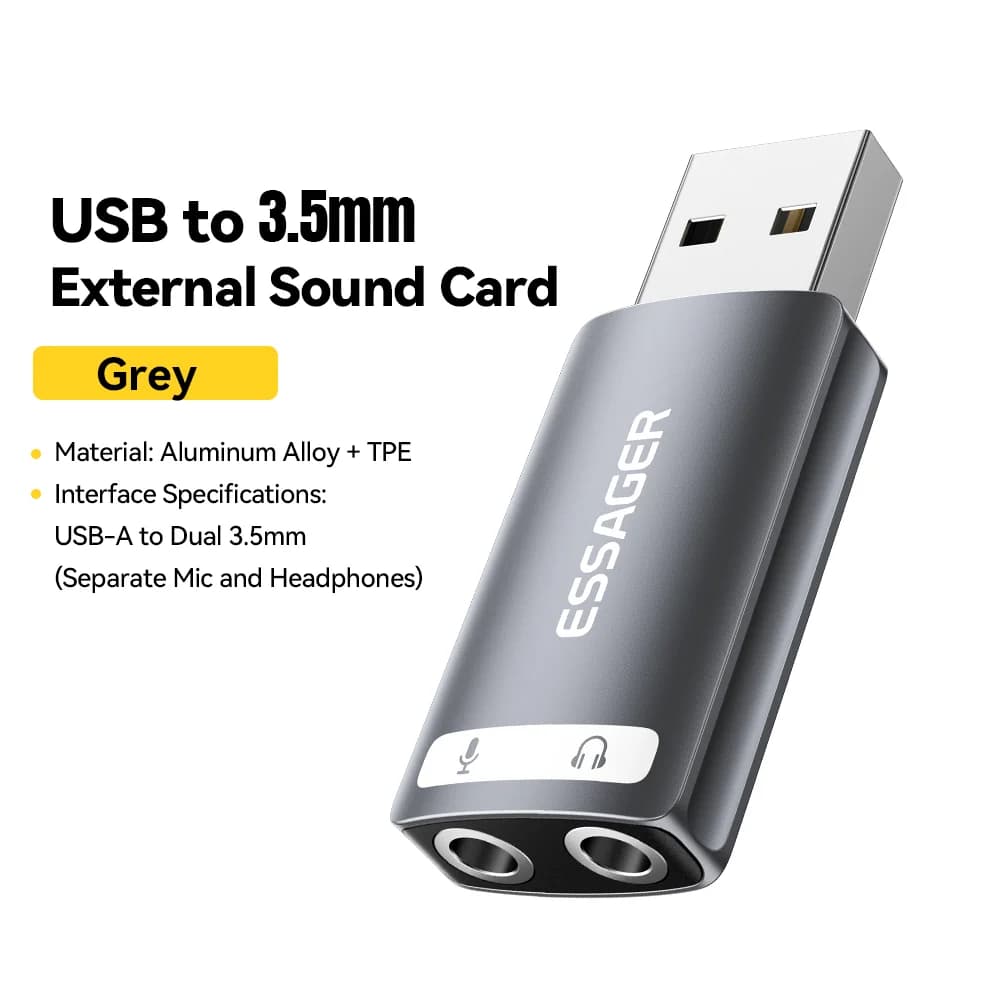 Eksternt USB lydkort med 3,5mm lydadapter