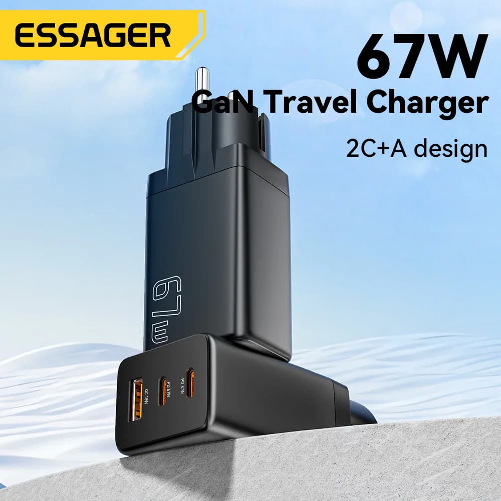 GaN USB Type-C-lader med EU/KR-pluggvalg