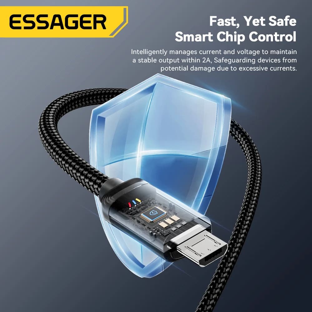 2-i-1 USB Type-C og Micro USB Hurtigladekabel