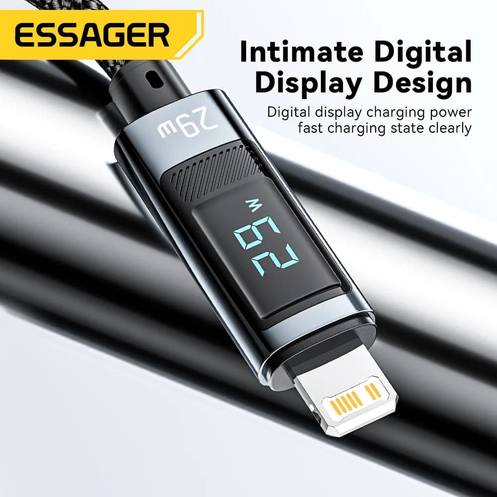 USB-C til Lightning PD hurtigladekabel med display