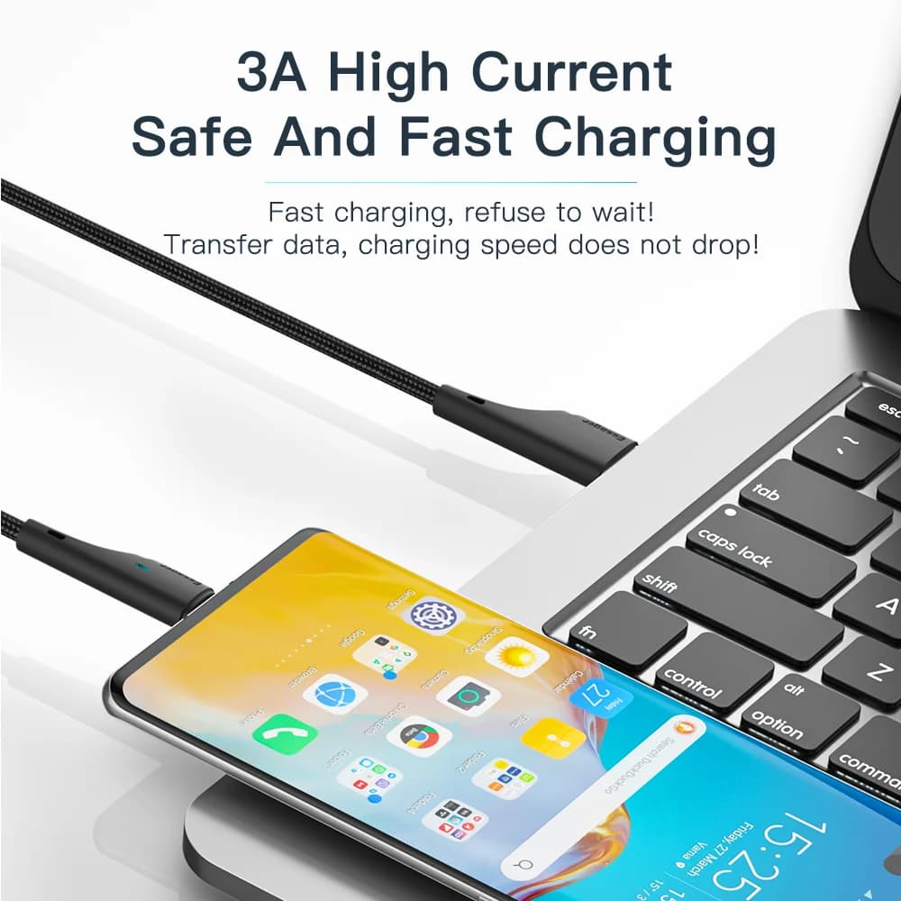 3A USB-A til USB-C hurtigladekabel