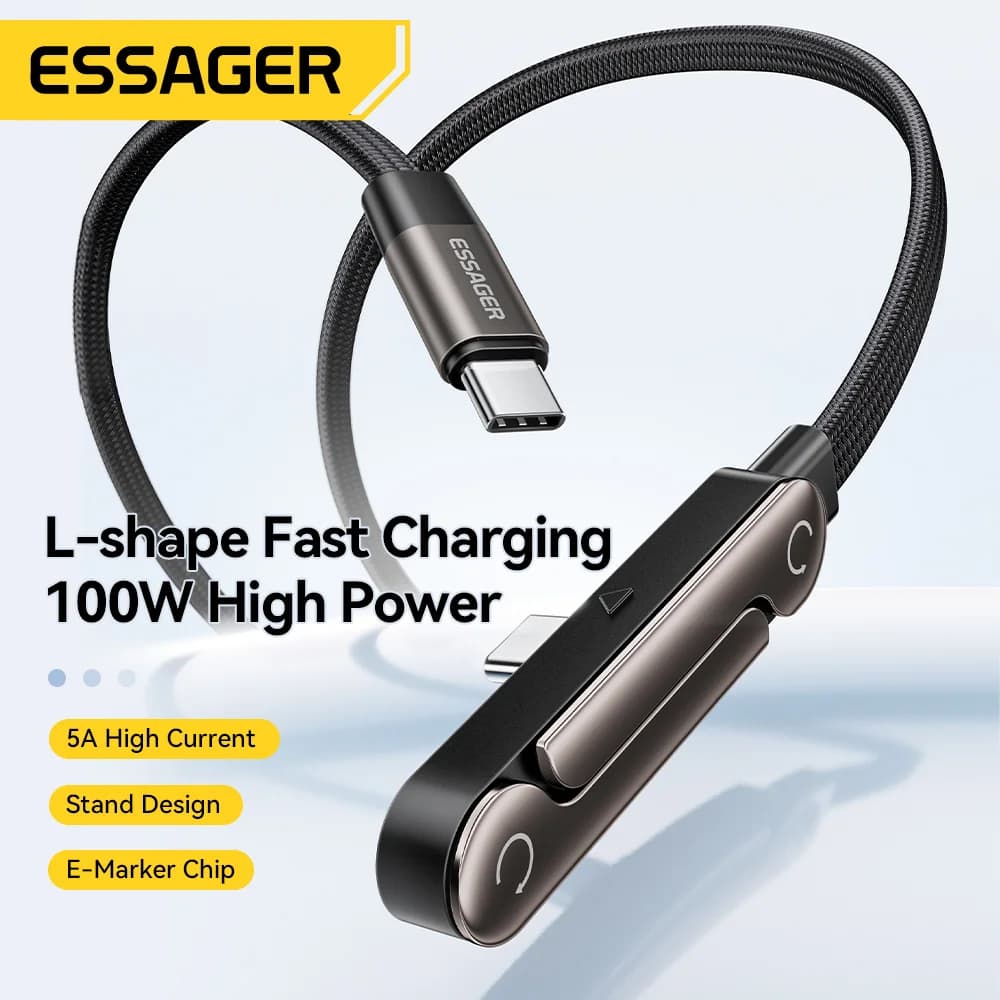 100W Foldbar USB Type-C Kabel med Telefonholder