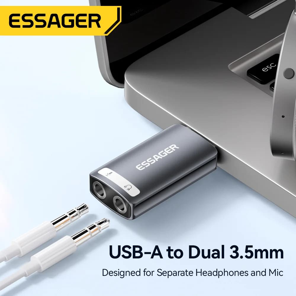 Eksternt USB lydkort med 3,5mm lydadapter