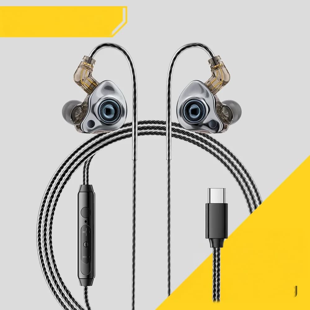USB Type-C ledningsbundne ørepropper med HiFi stereo