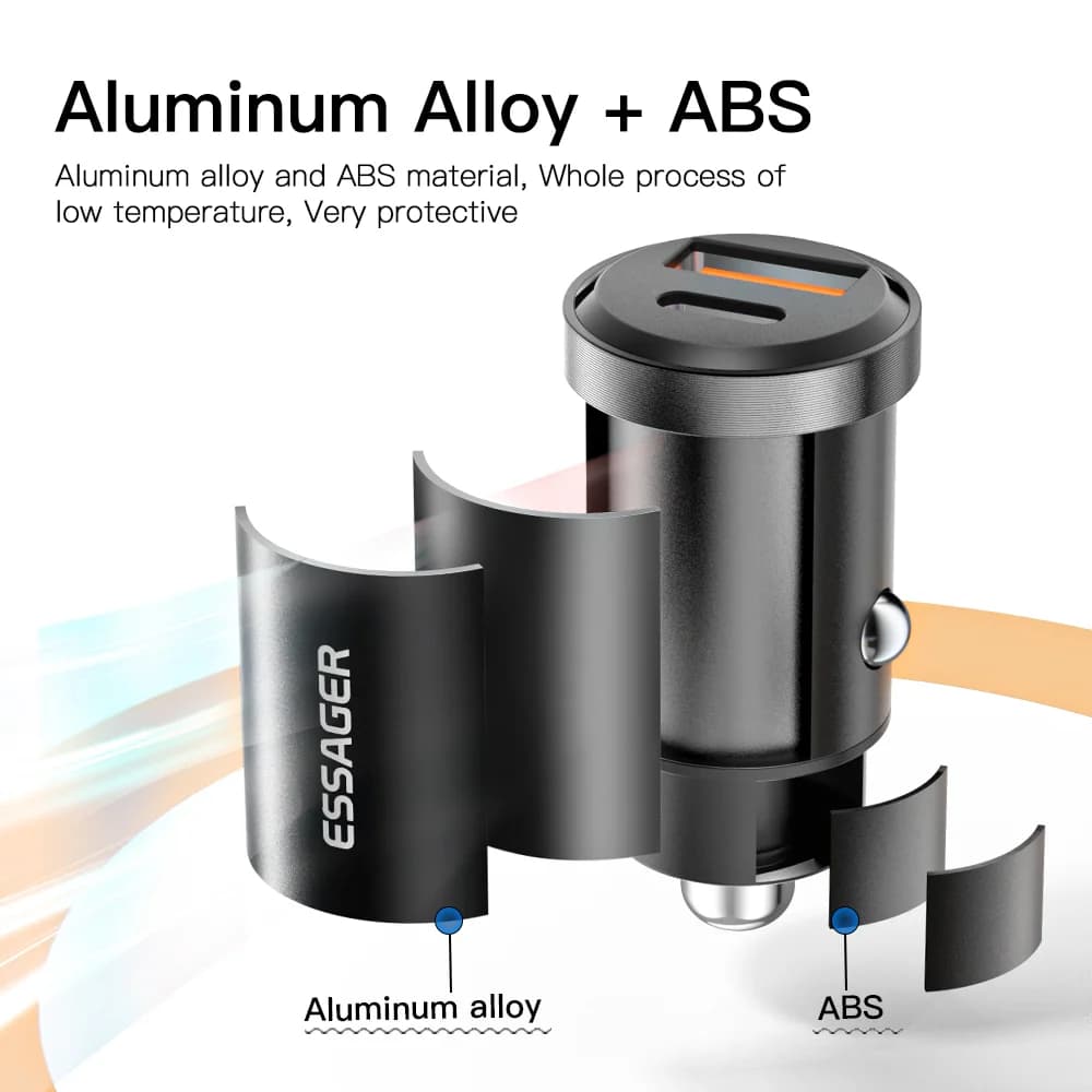 30W USB-C bil-lader, Quick Charge 4.0