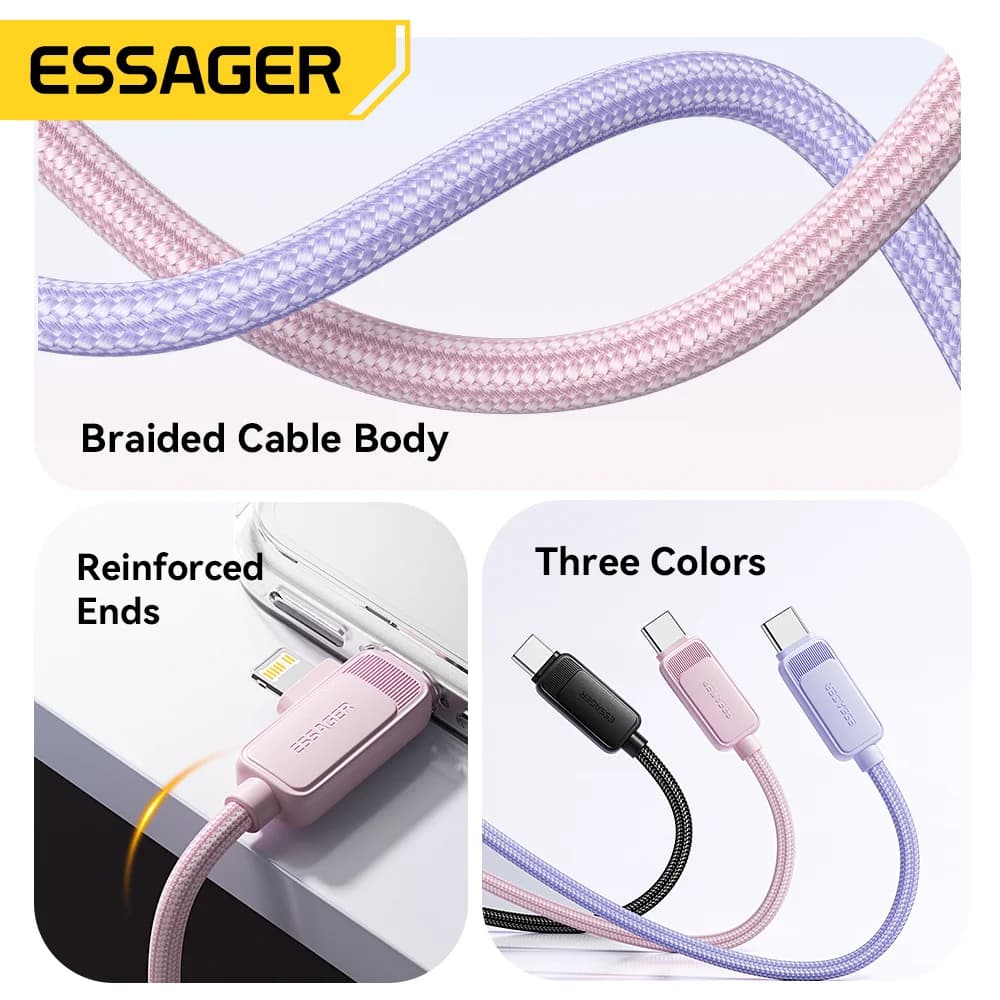 2-i-1 60W USB-C til Lightning hurtigladekabel