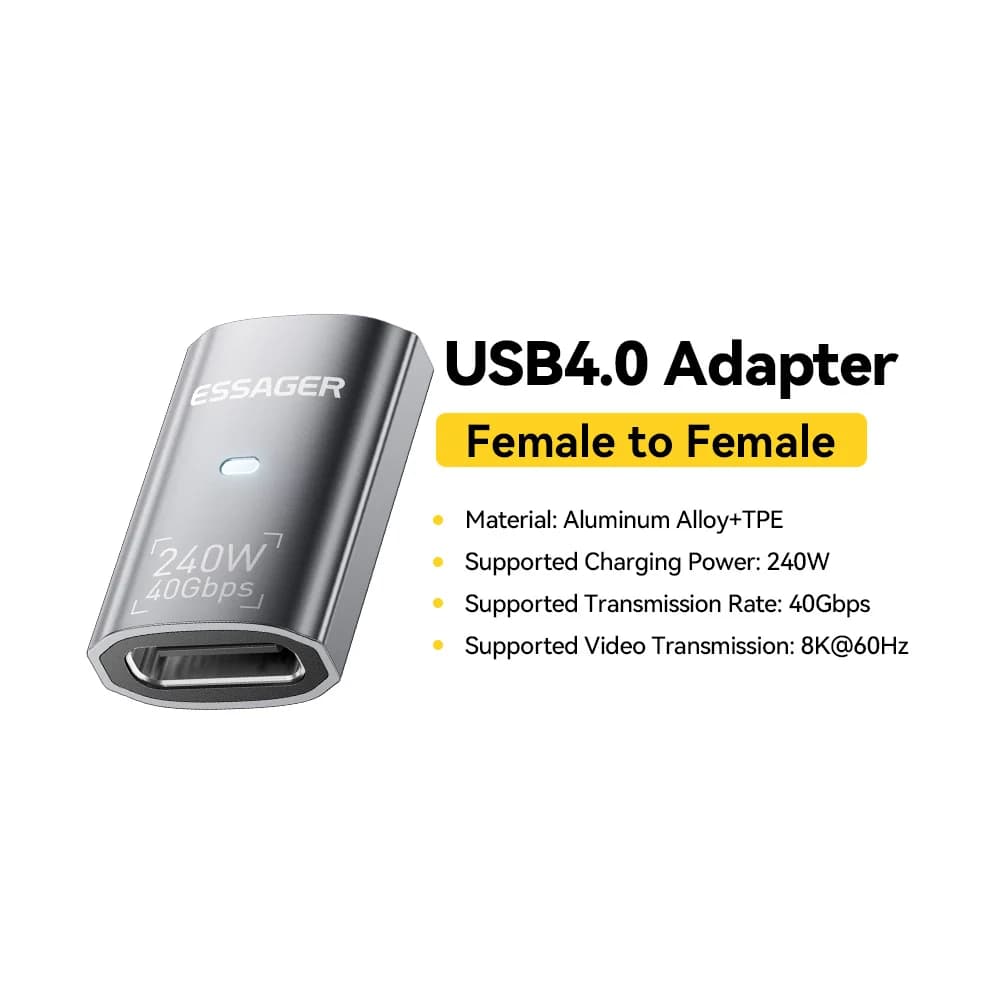 USB4.0 240W 90-graders OTG dataadapter 8K
