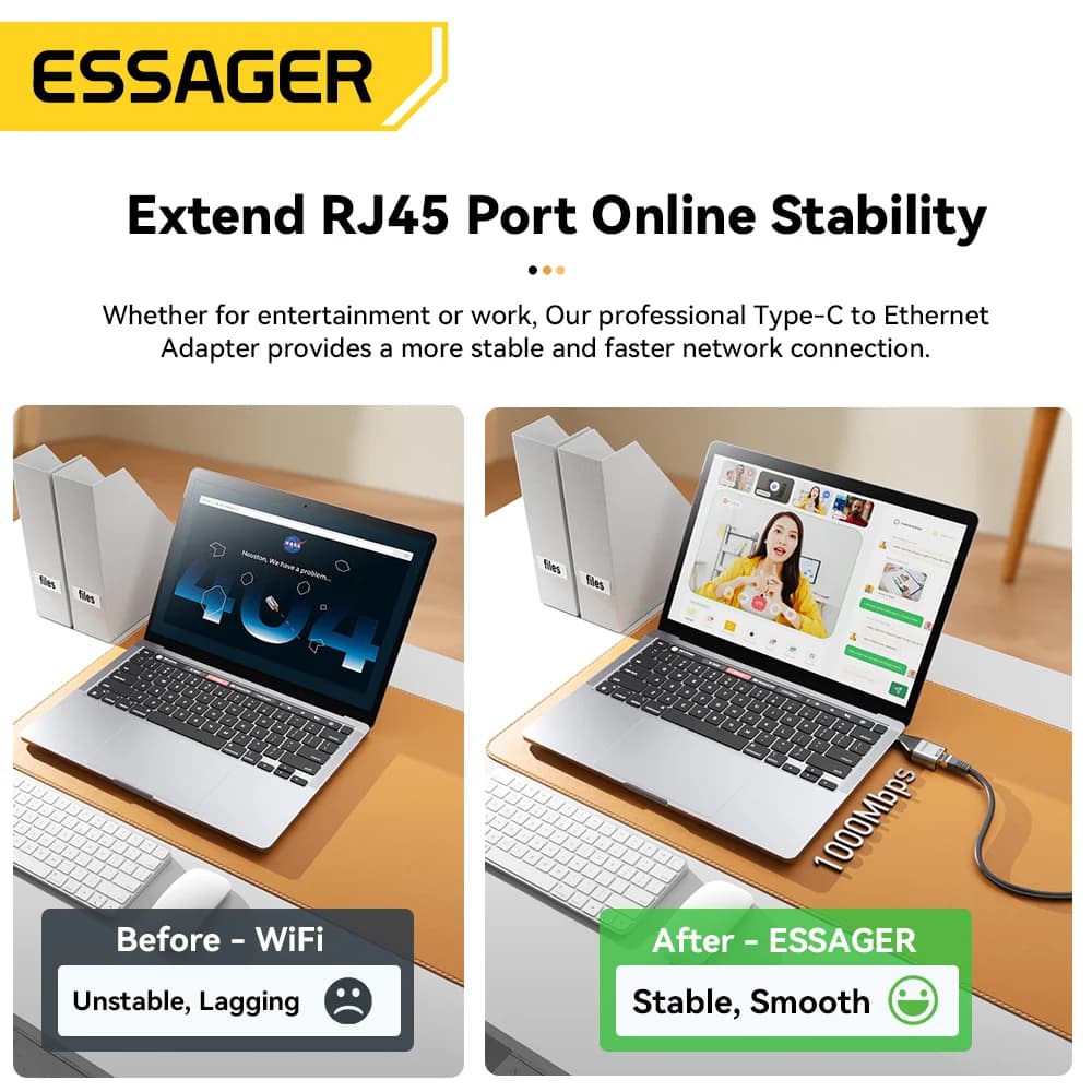 USB-C til Gigabit Ethernet RJ45 Adapter
