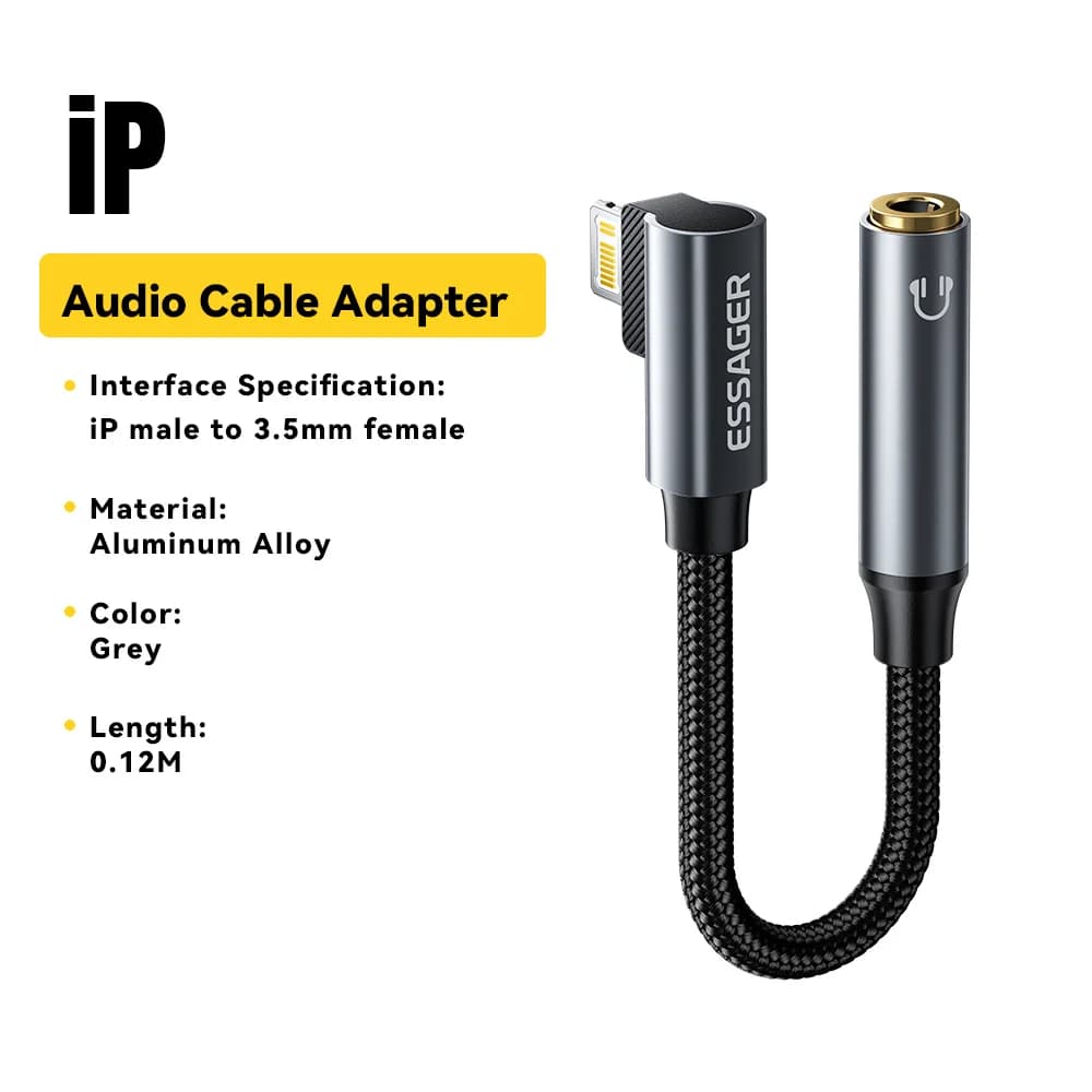L-formet USB-C til 3.5mm lydkonverter