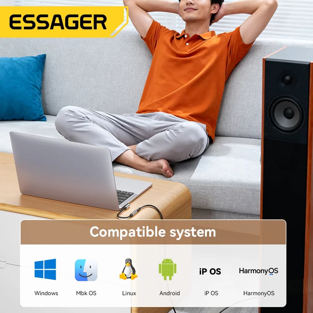 L-formet USB-C til 3.5mm lydkonverter