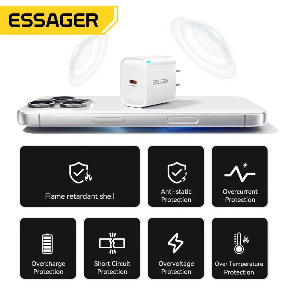 30W Mini USB-C Lader med Lightning-kabelsett