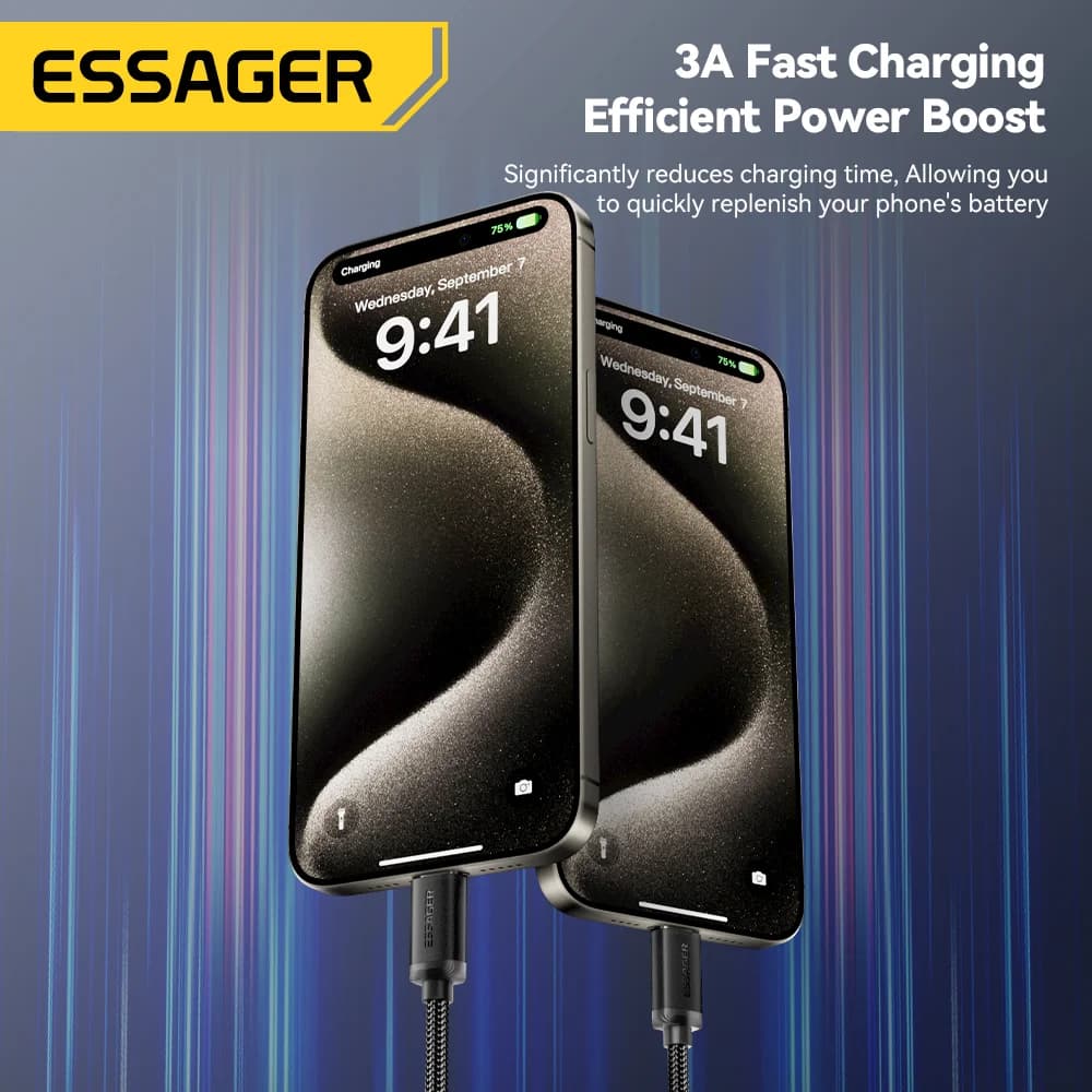3A USB-A til USB-C hurtigladekabel
