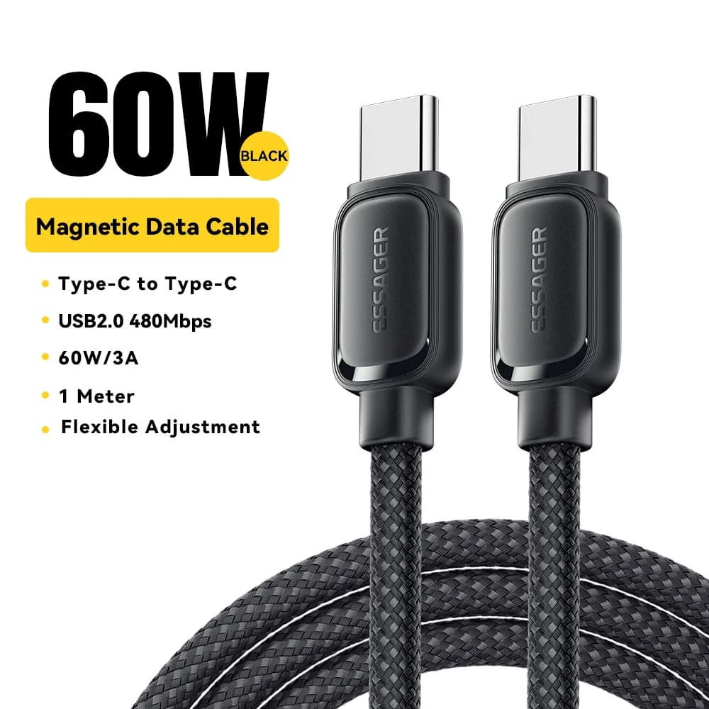 100W magnetisk USB-C ladekabel med flokebeskyttelse