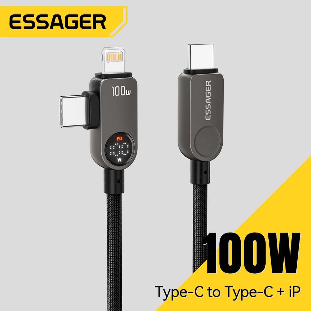 2-i-1 USB-C til Lightning-kabel, 100W PD