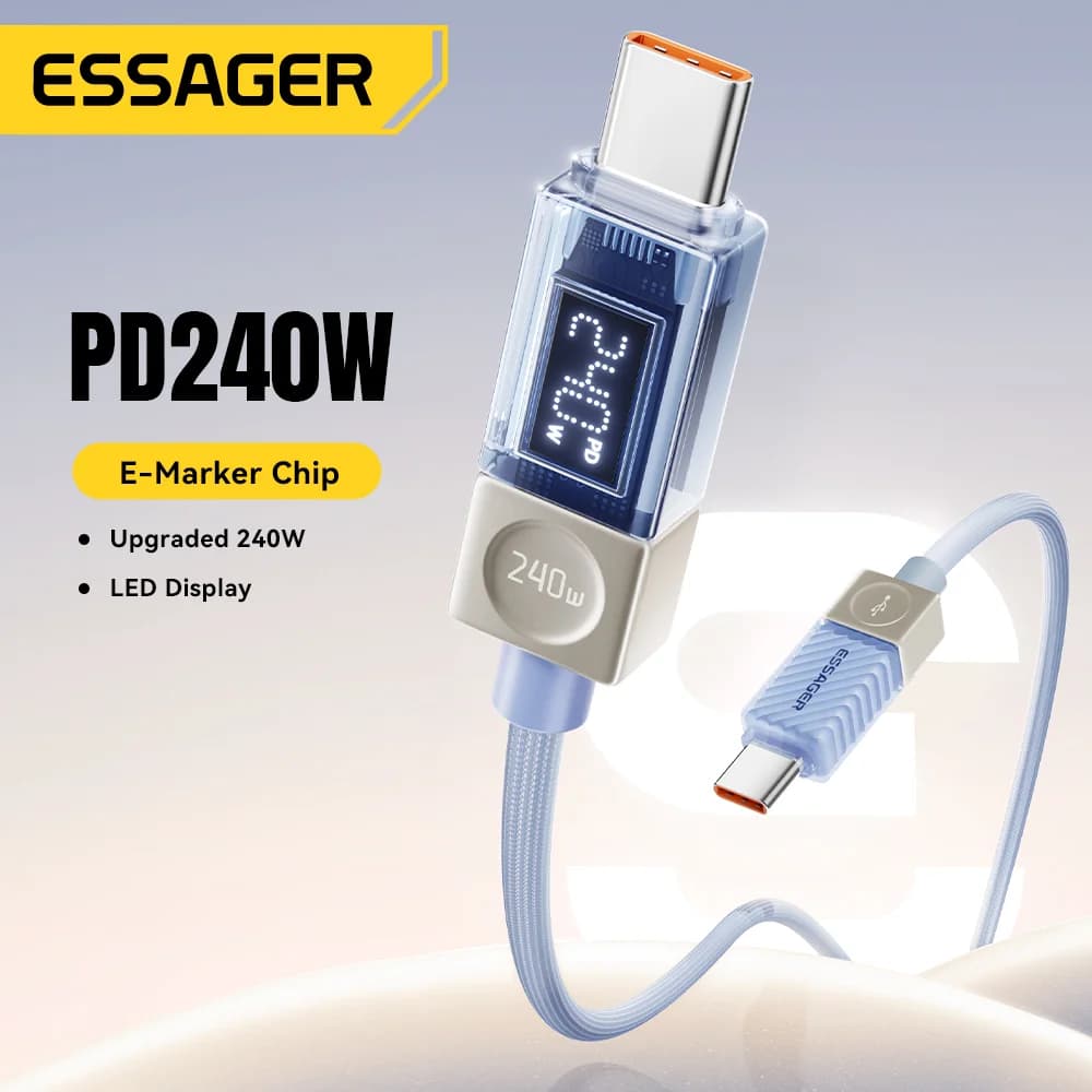 240W USB-C-kabel med LED-skjerm og 100W PD 3.1