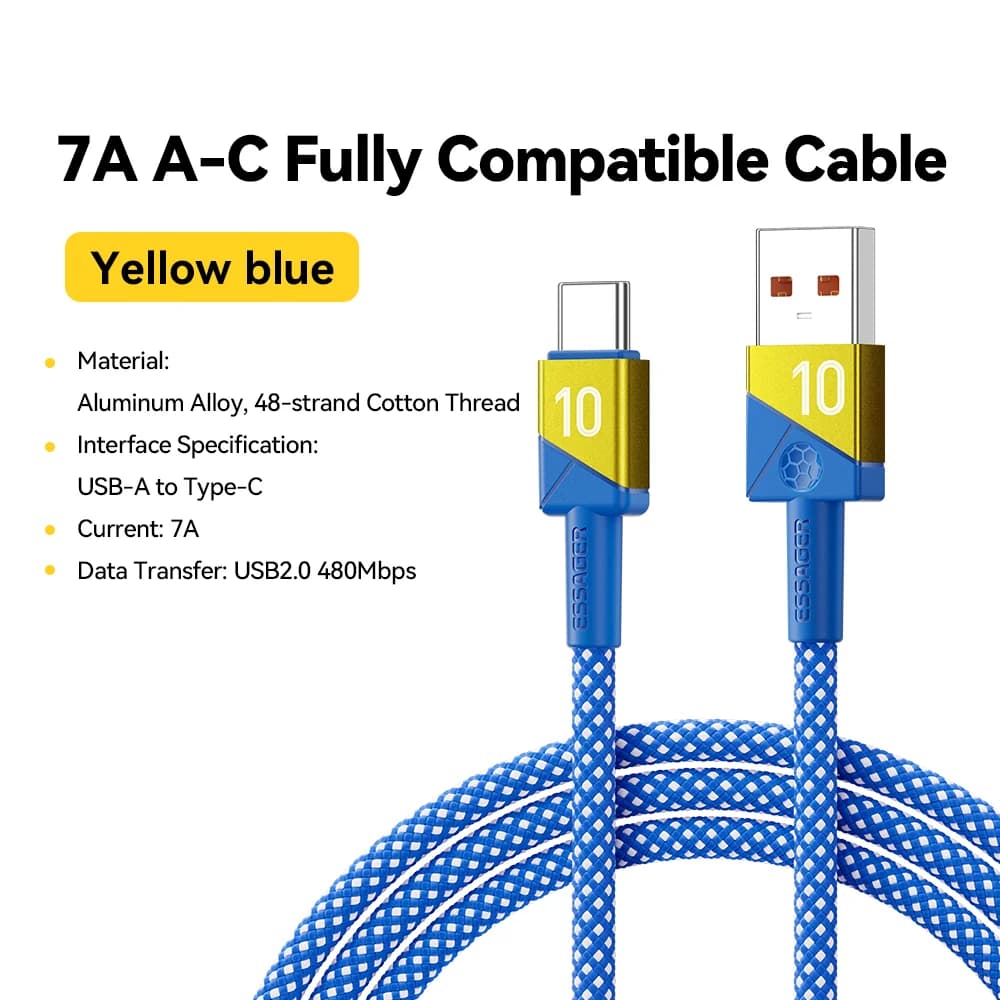 100W 7A USB-C superhurtig ladekabel Lagfarger