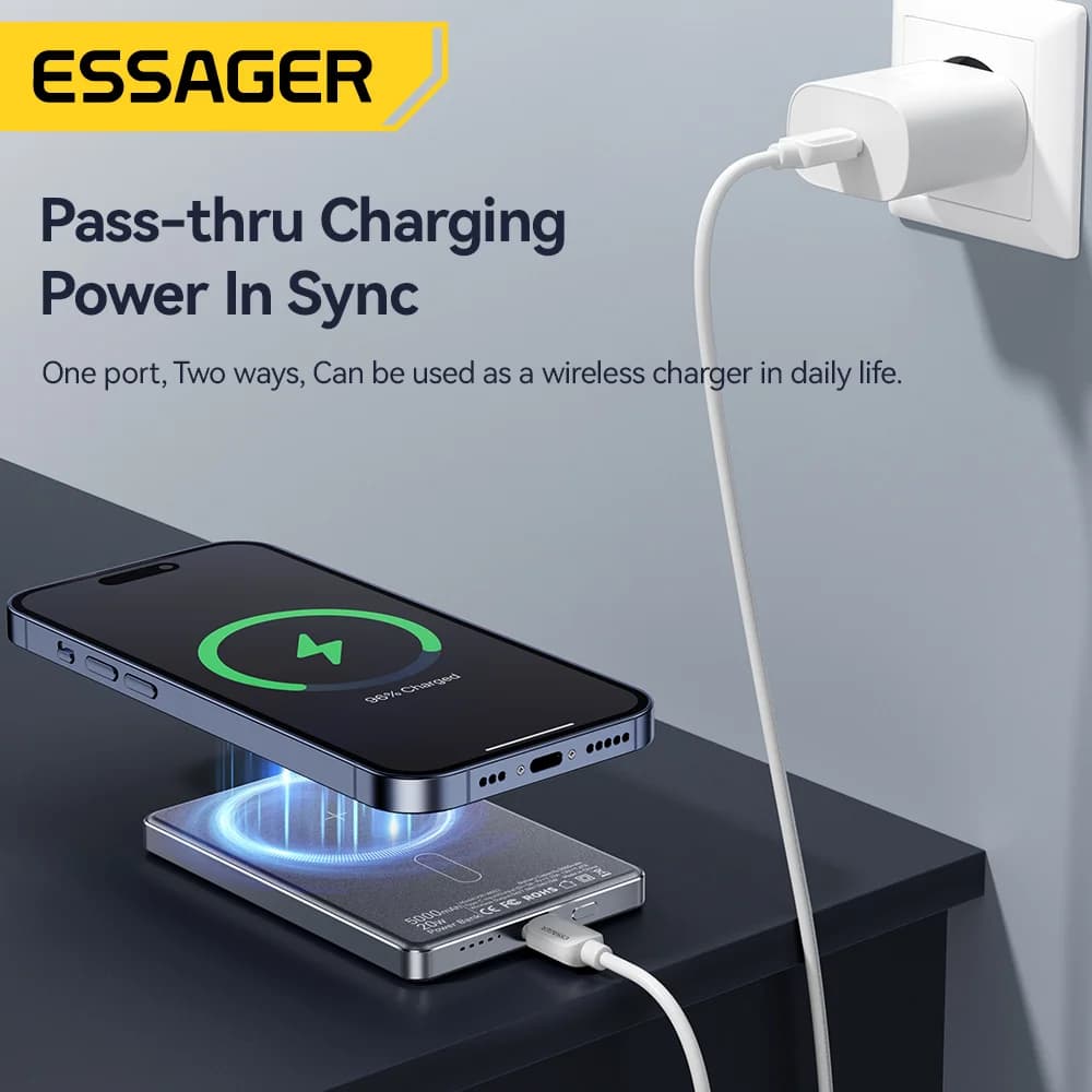 5000mAh Magnetisk Trådløs Powerbank 20W