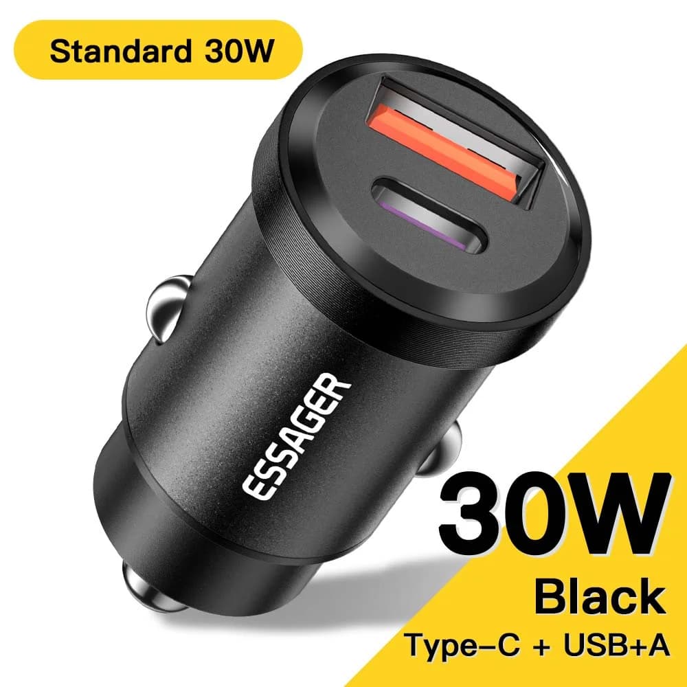 30W USB-C bil-lader, Quick Charge 4.0