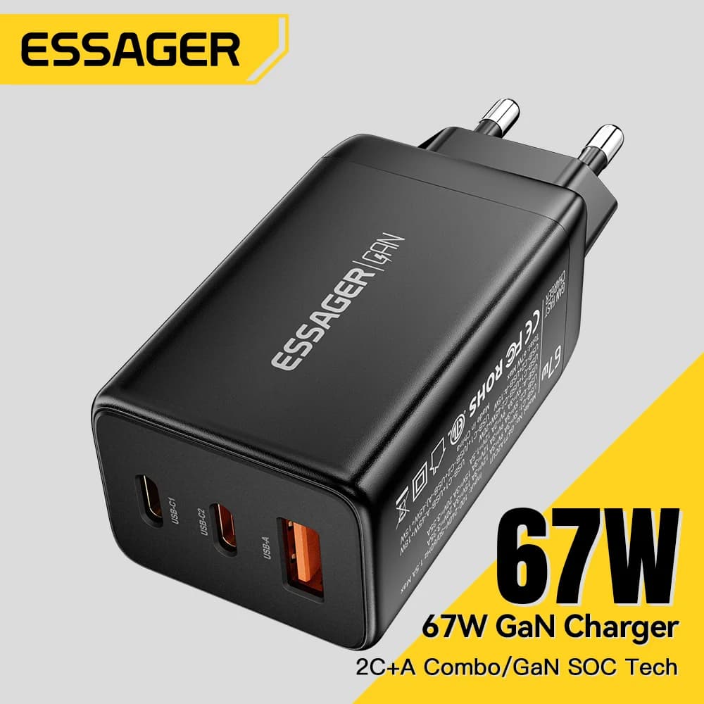 67W GaN USB Type-C hurtiglader med PPS-støtte