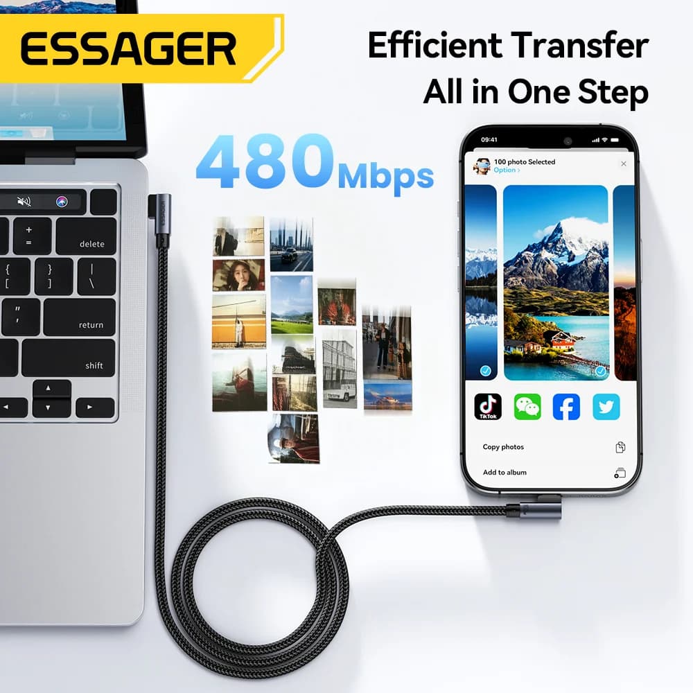 Albu 100W USB-C til USB-C hurtigladingskabel