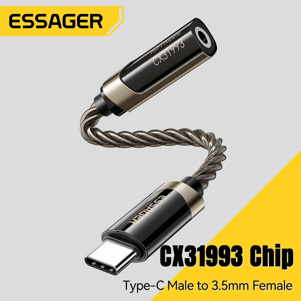 HiFi USB-C til 3.5mm hodetelefon lydadapter