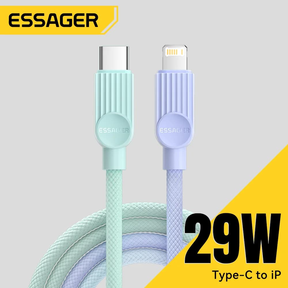 Fargerik USB-C til Lightning hurtigladekabel