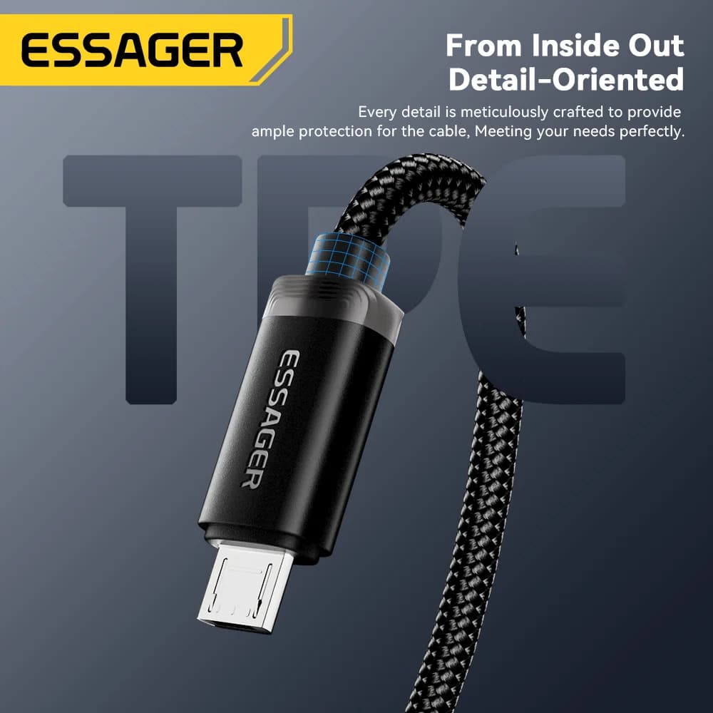 2-i-1 USB Type-C og Micro USB Hurtigladekabel