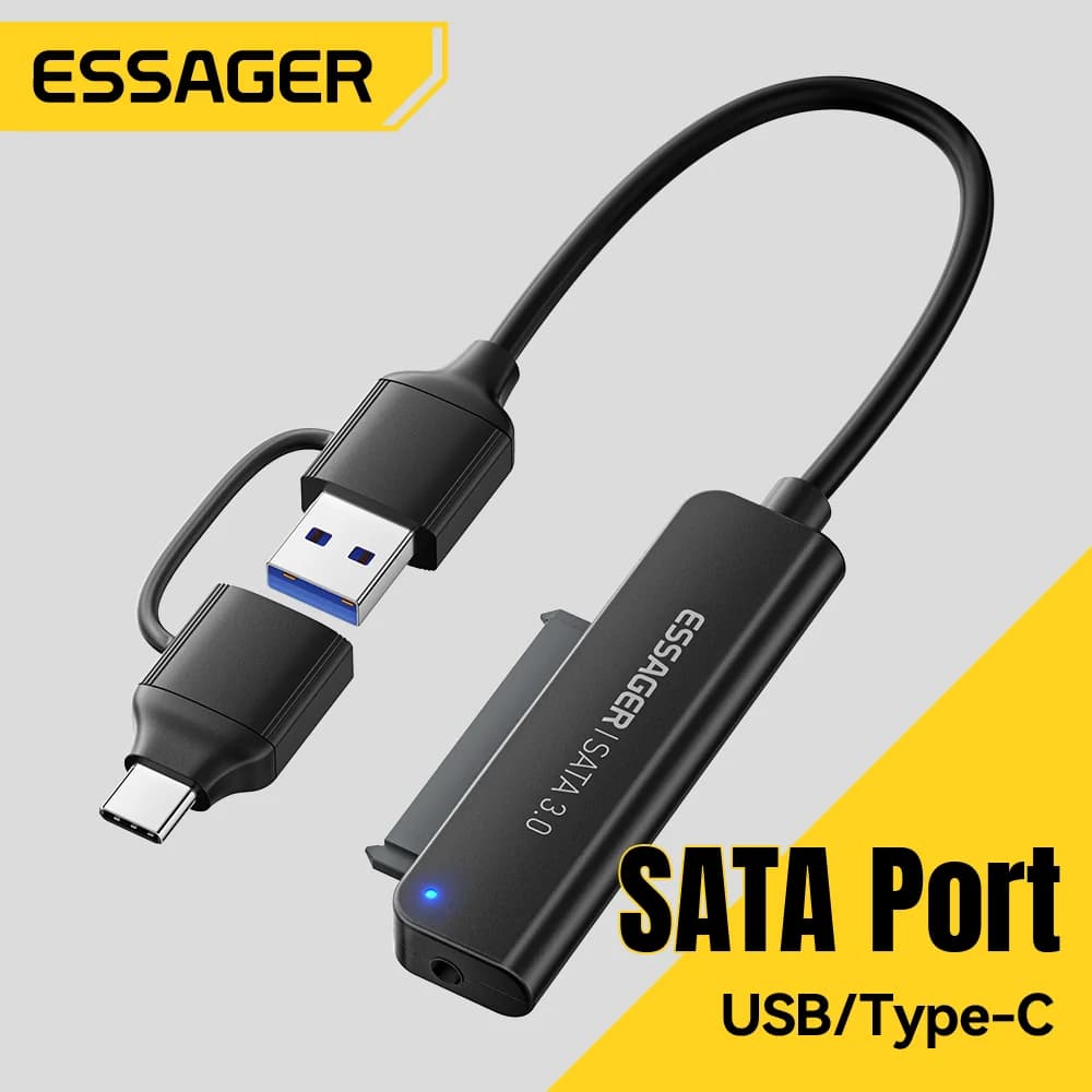 2-i-1 SATA til USB 3.0/Type-C adapter, 2,5"