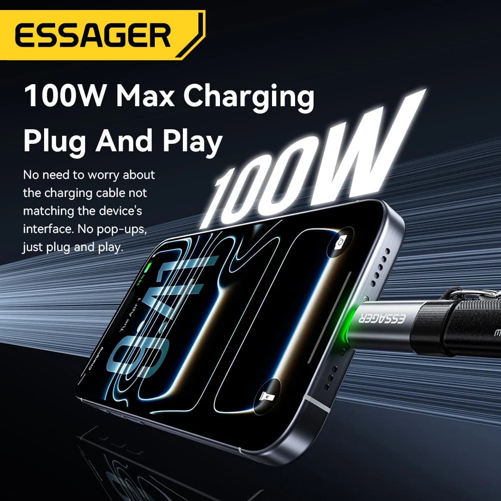 100W smart USB-C OTG-adapter med automatisk strømavkobling