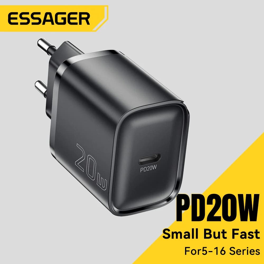 Mini 20W USB-C PD vegg-lader for rasklading
