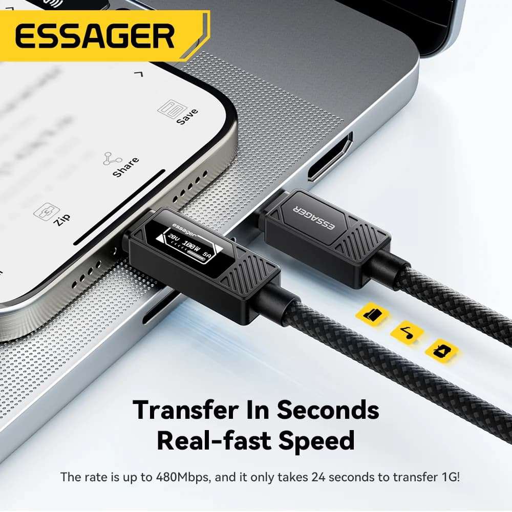 100W USB-C-kabel med digital display PD-lading