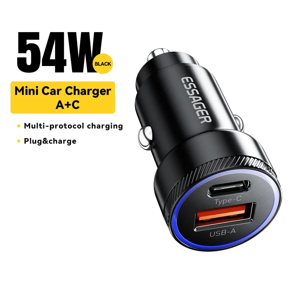 54W USB-C bil-lader, 5A hurtiglading