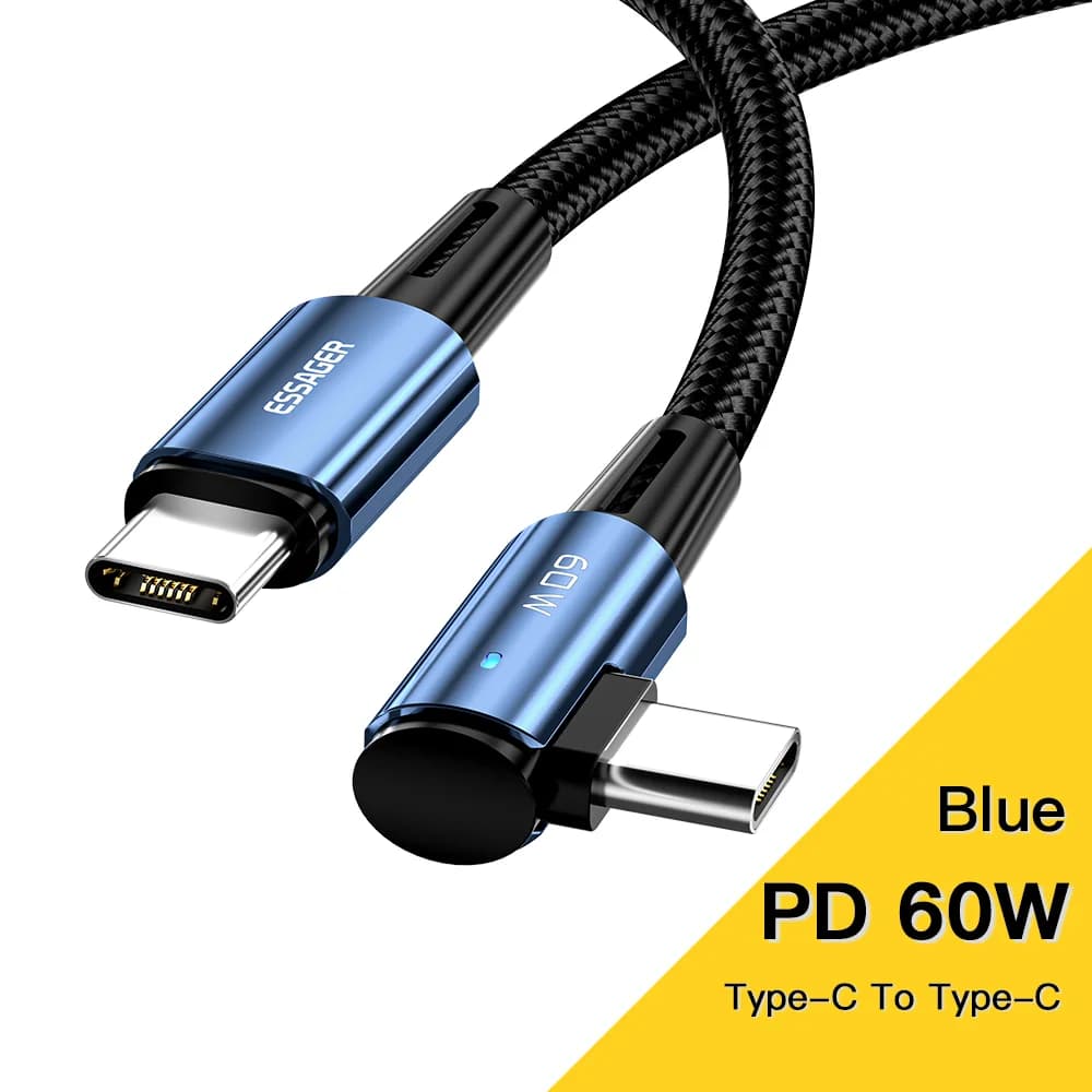 100W 90-graders USB-C til USB-C hurtigladekabel