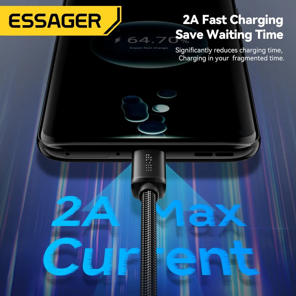 2-i-1 USB Type-C og Micro USB Hurtigladekabel
