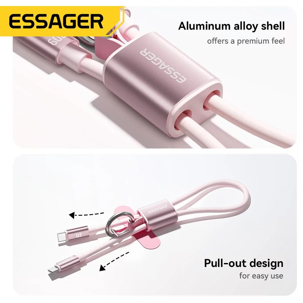 60W kort USB-C til USB-C lanyard-kabel