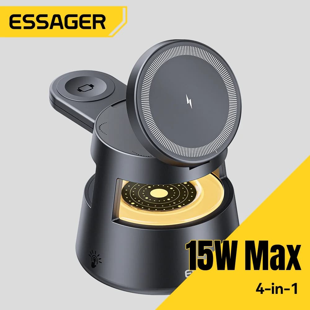 4-i-1 15W Magnetisk Trådløs Ladestasjon
