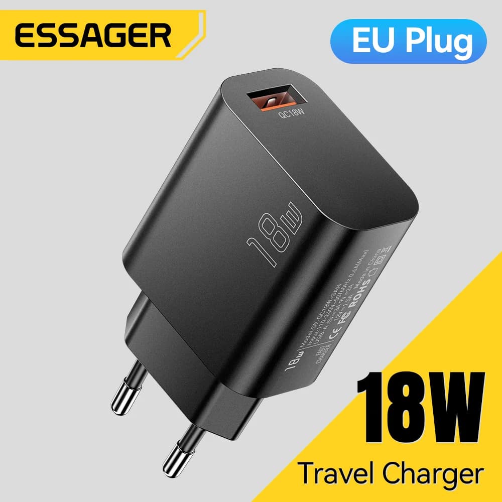 18W USB-A QC 3.0 Hurtigladere for vegg