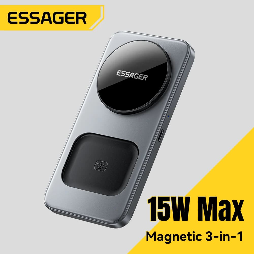 15W 3-i-1 sammenleggbar magnetisk trådløs lader