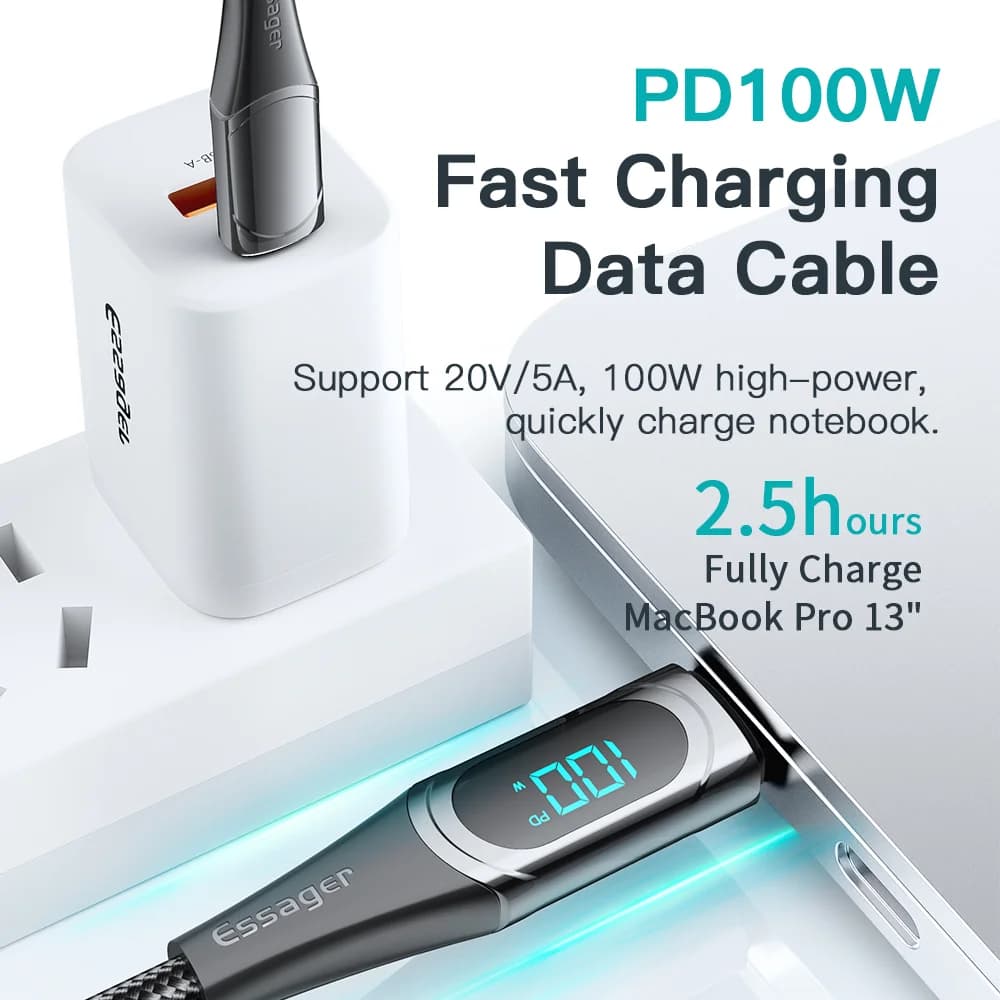 100W USB-C til USB-C kabel, 2M