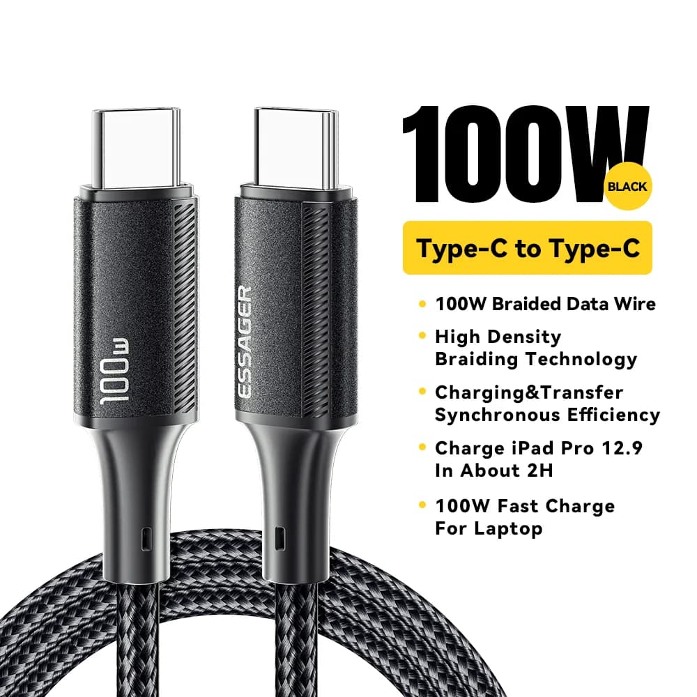 100W PD Hurtiglading USB-C til USB-C Kabel