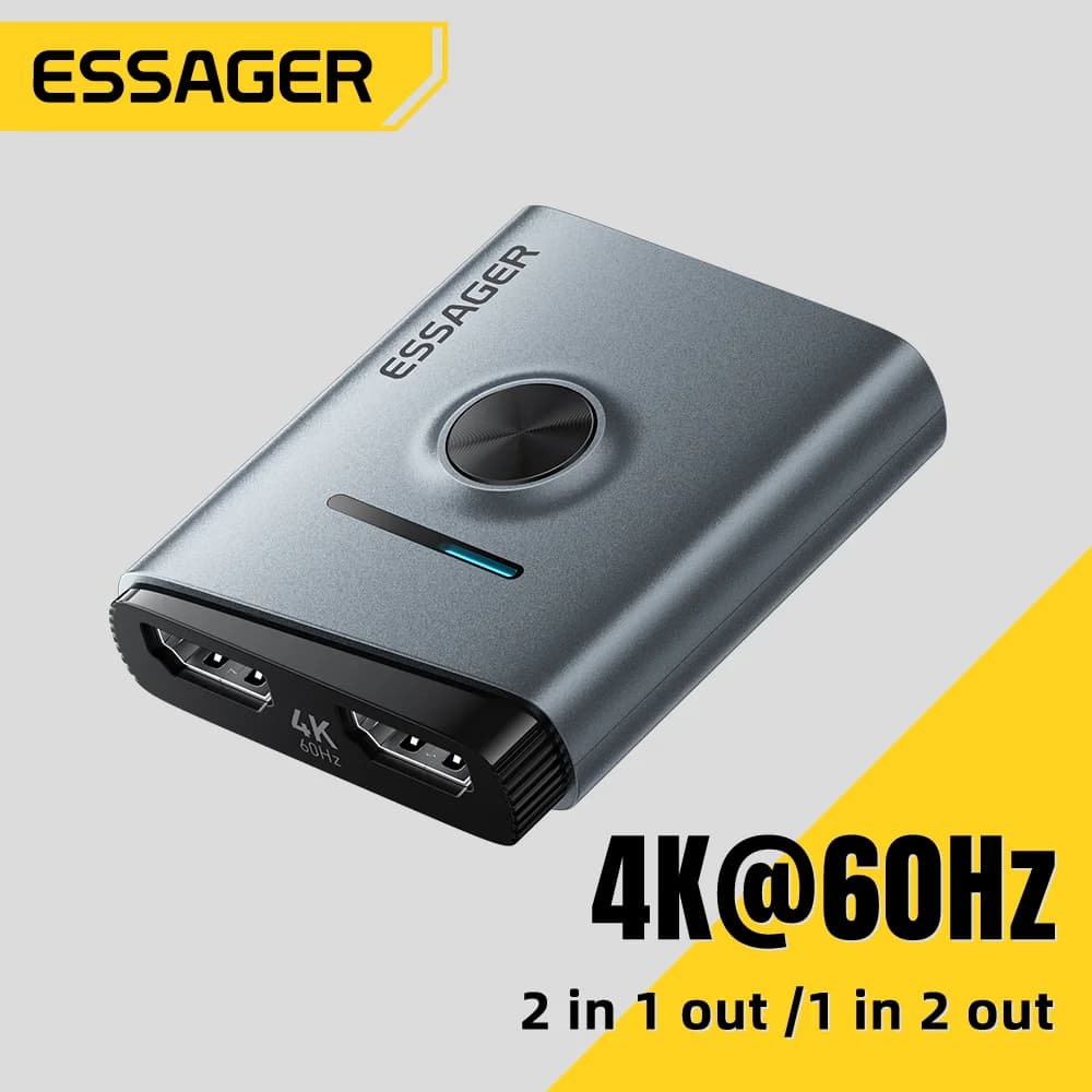4K 60Hz HDMI-bryter 2-i-1 splitteradapter