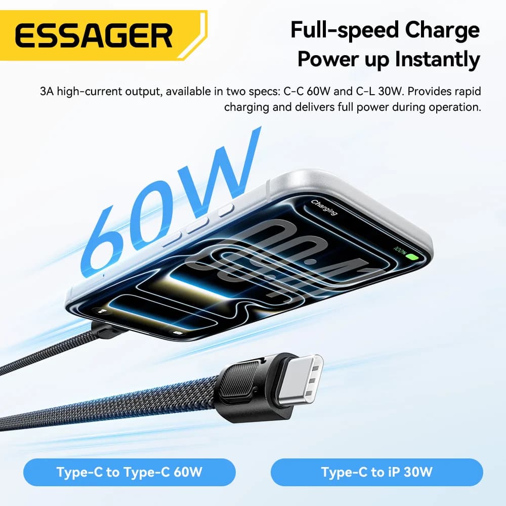 60W USB-C til Lightning Lanyard Kabel med Hurtiglading