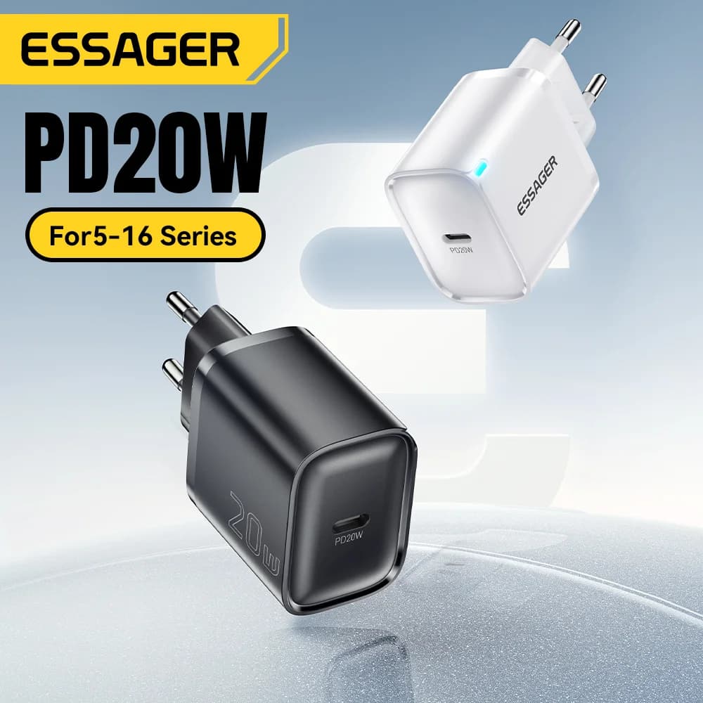 Mini 20W USB-C PD vegg-lader for rasklading