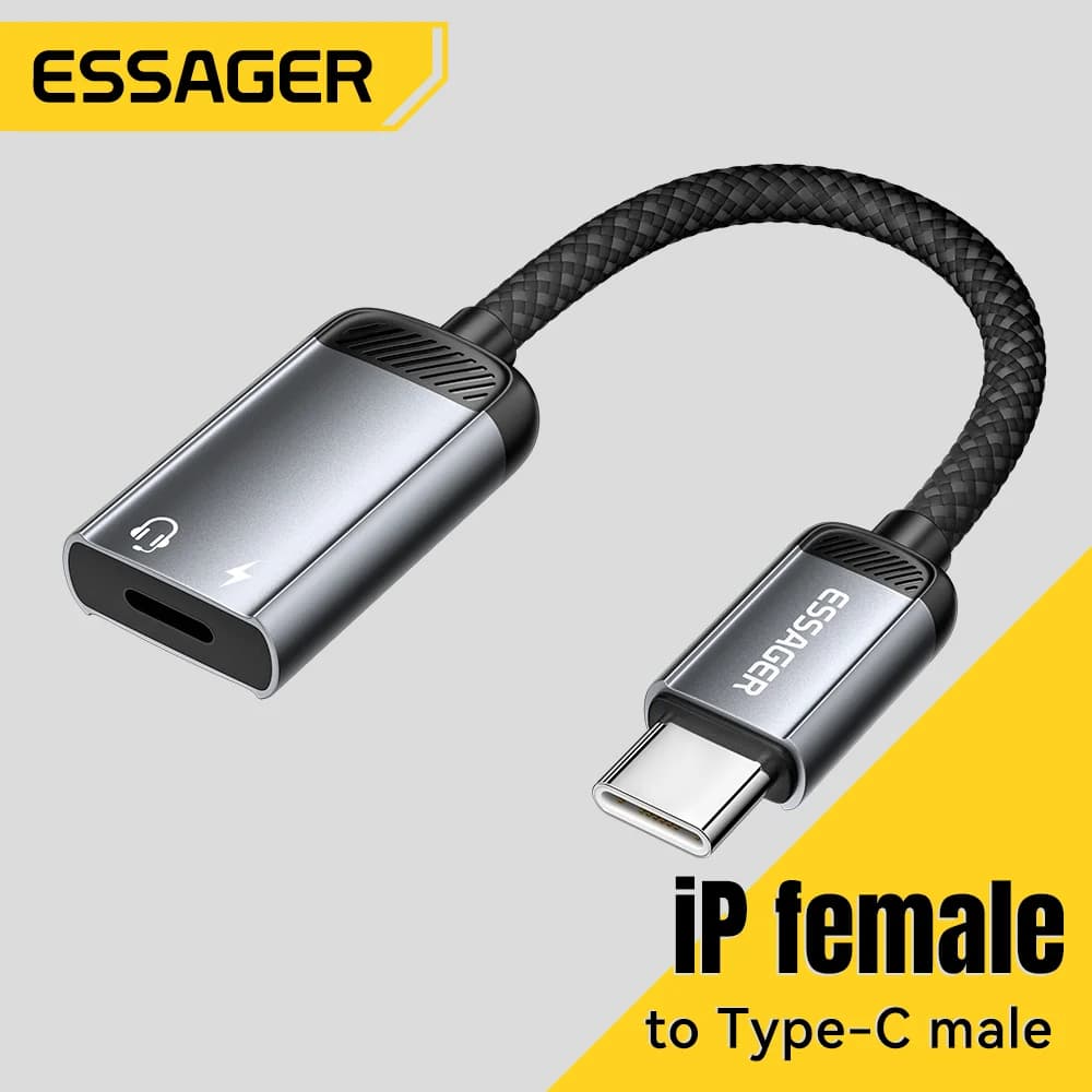 USB-C hunn til Lightning hann OTG lydkontakt