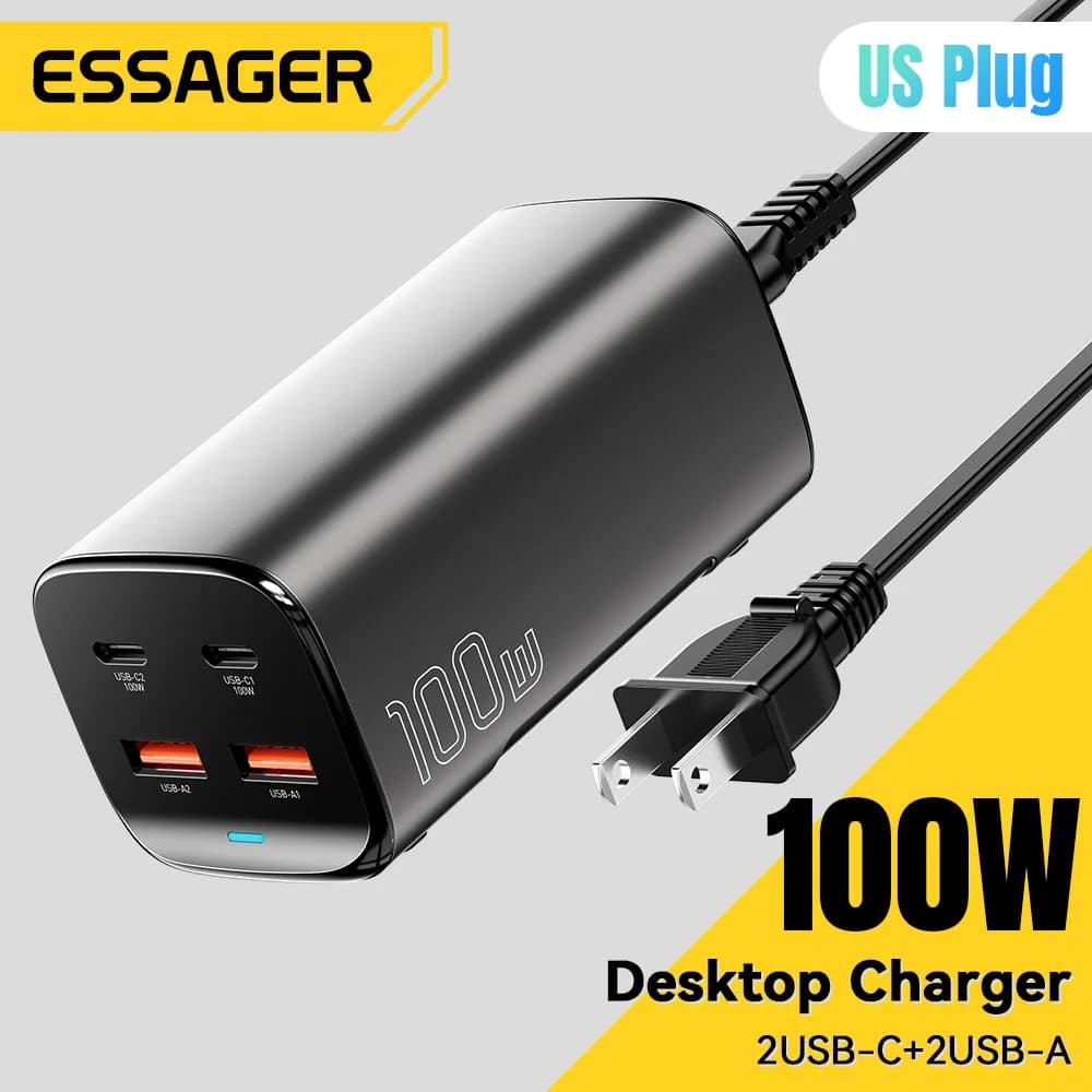 100W 4-i-1 GaN skrivebordslader for laptop