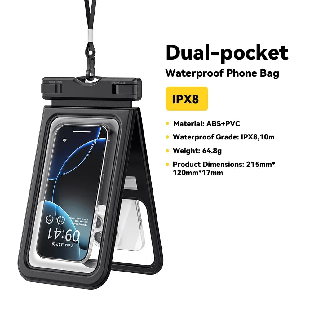 Vanntett mobilveske med dobbeltrom, IPX8