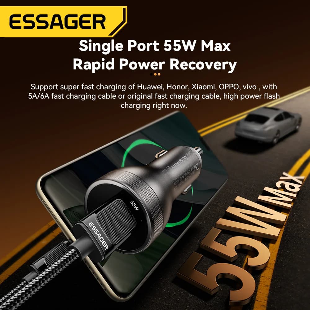 73W USB-C Bil-lader med Digital Display